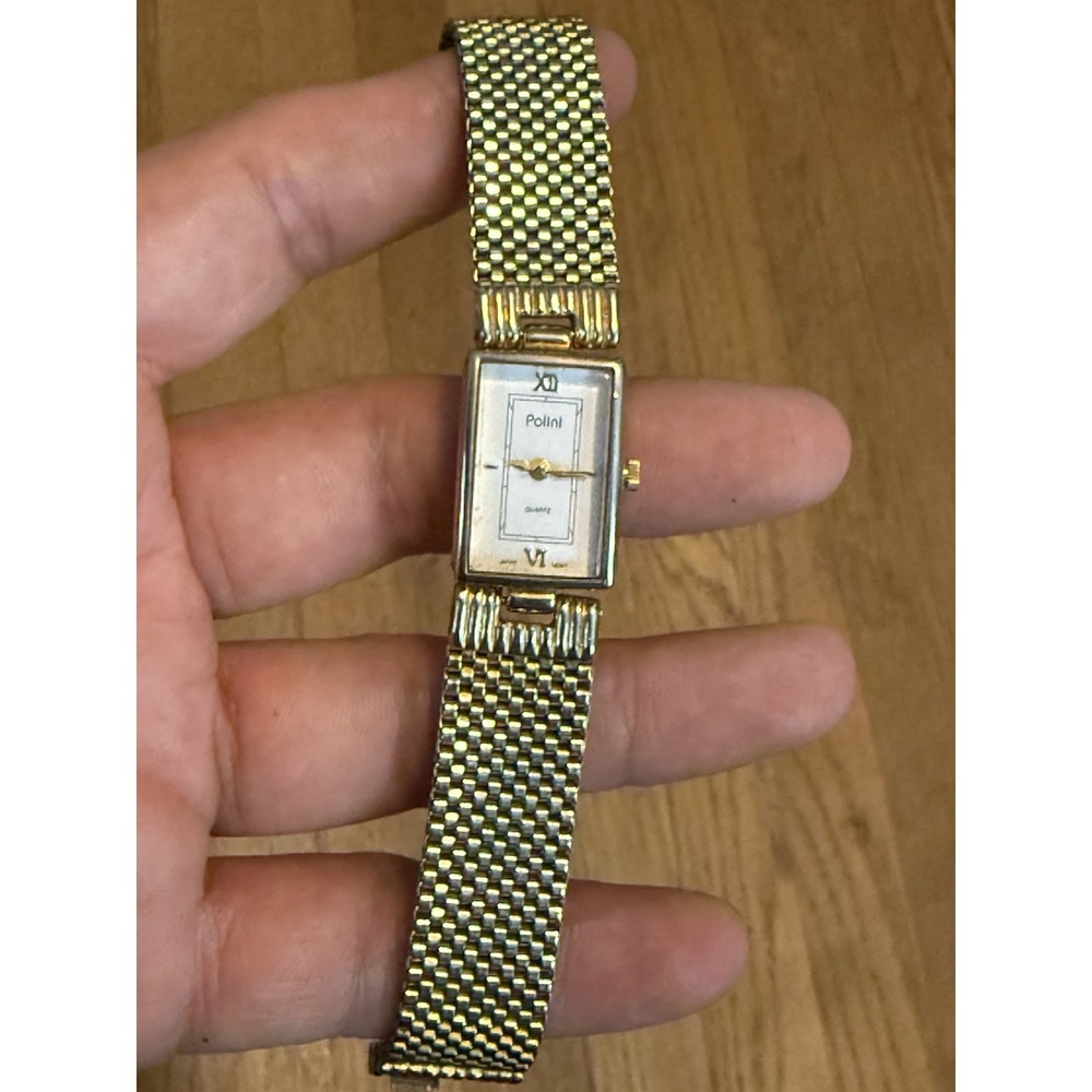 WOMEN'S VINTAGE POLINI SILVER QUARTZ BRACELET WRIST WATCH UNTESTED‎
